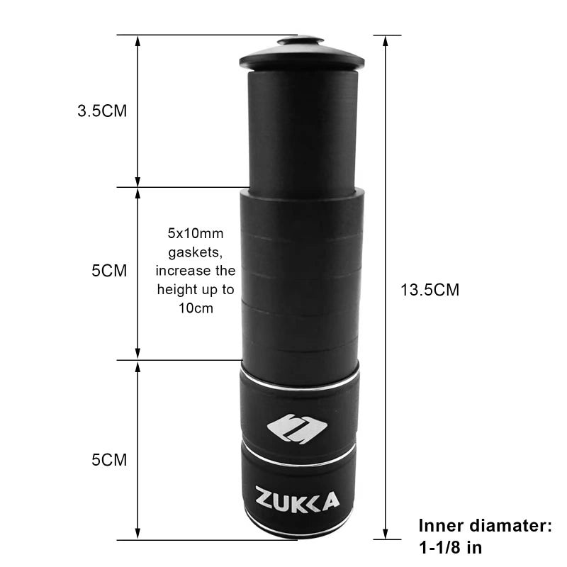 ZUKKA Bike Stem Riser Bicycle Stem Extender 28.6mm 1-1/8"" Adjustable Bike Stem Riser Aluminium Alloy Stem Extender for Mountain Bike Road Bike BMX Height 135mm - Image 2